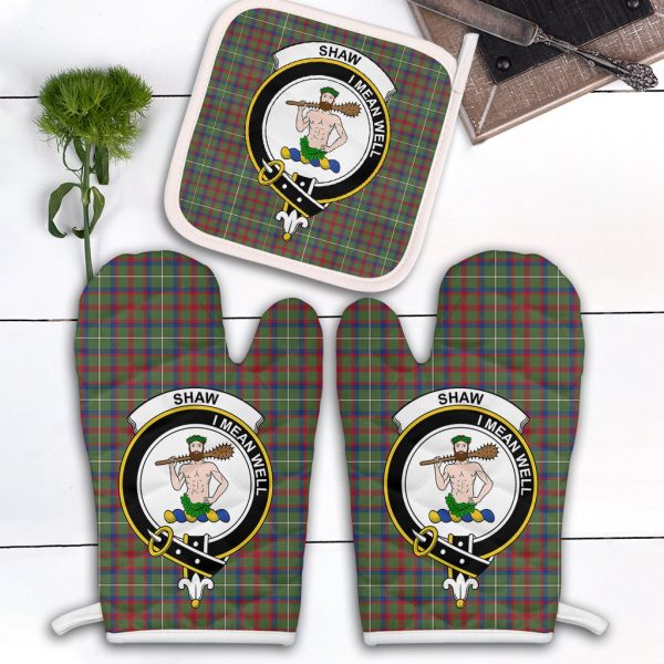 Shaw Green Modern Tartan Crest Oven Mitt And Pot Holder (2 Oven Mitts + 1 Pot Holder) Supply