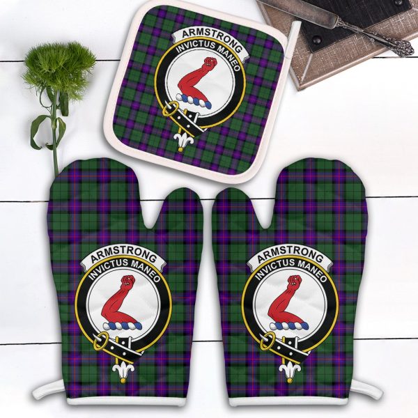 Armstrong Modern Tartan Crest Oven Mitt And Pot Holder (2 Oven Mitts + 1 Pot Holder) Online Hot Sale