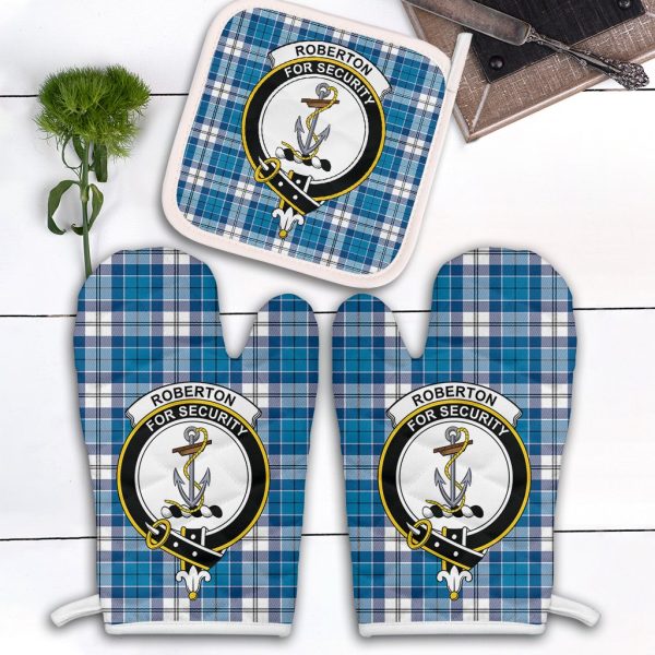 Roberton Tartan Crest Oven Mitt And Pot Holder (2 Oven Mitts + 1 Pot Holder) Online Sale
