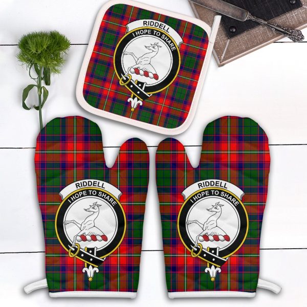 Riddell Tartan Crest Oven Mitt And Pot Holder (2 Oven Mitts + 1 Pot Holder) Discount