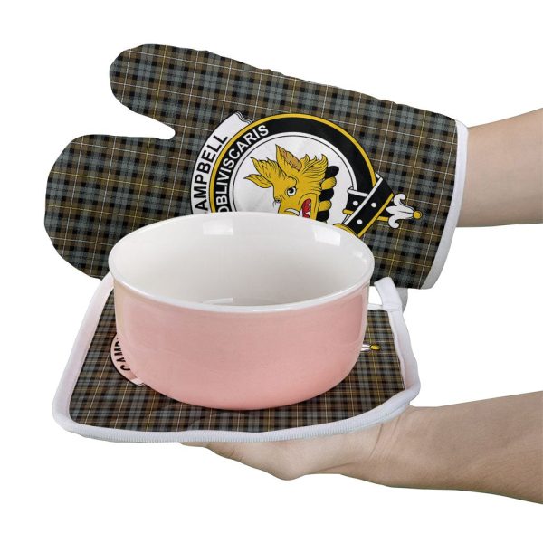Campbell Argyll Weathered Tartan Crest Oven Mitt And Pot Holder (2 Oven Mitts + 1 Pot Holder) Online Hot Sale - Image 2