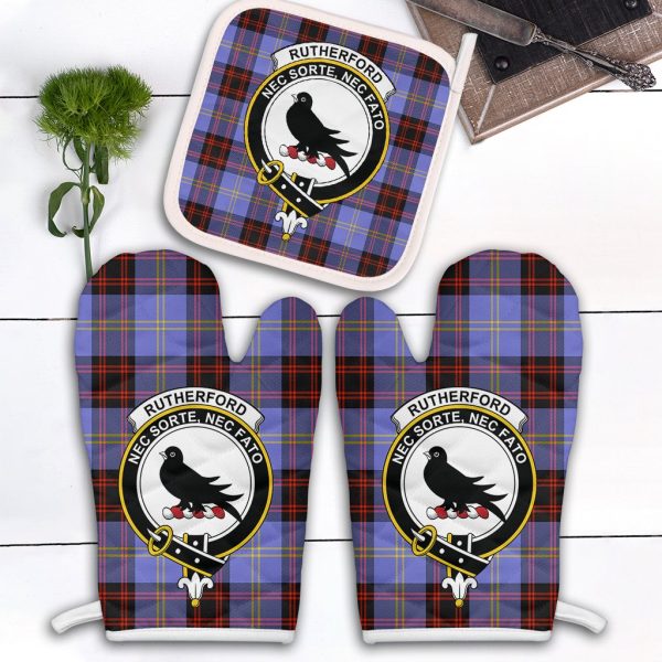 Rutherford Tartan Crest Oven Mitt And Pot Holder (2 Oven Mitts + 1 Pot Holder) Discount