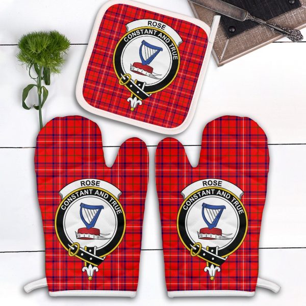 Rose Modern Tartan Crest Oven Mitt And Pot Holder (2 Oven Mitts + 1 Pot Holder) Online now