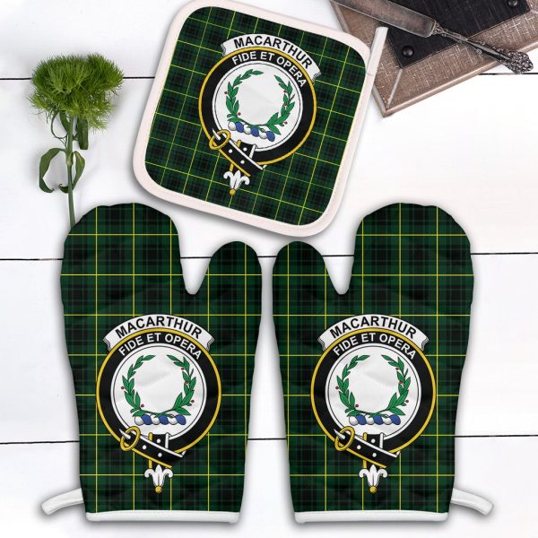 MacArthur Modern Tartan Crest Oven Mitt And Pot Holder (2 Oven Mitts + 1 Pot Holder) on Sale