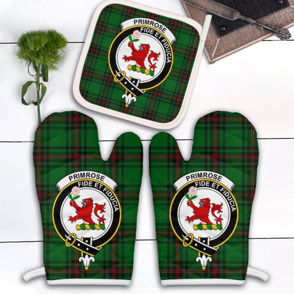 Primrose Tartan Crest Oven Mitt And Pot Holder (2 Oven Mitts + 1 Pot Holder) Cheap