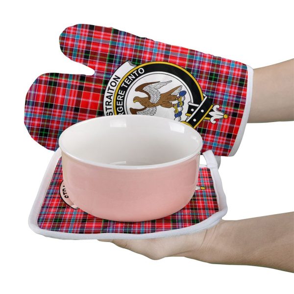 Straiton Tartan Crest Oven Mitt And Pot Holder (2 Oven Mitts + 1 Pot Holder) Online - Image 2