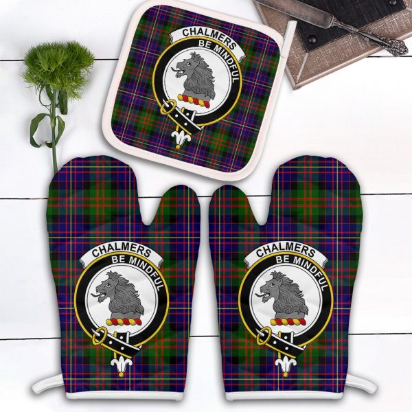 Chalmers Modern Tartan Crest Oven Mitt And Pot Holder (2 Oven Mitts + 1 Pot Holder) Online Hot Sale