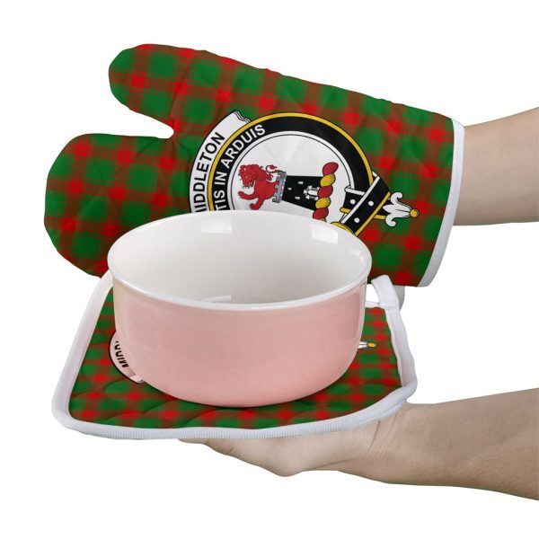 Middleton Modern Tartan Crest Oven Mitt And Pot Holder (2 Oven Mitts + 1 Pot Holder) Online now - Image 2