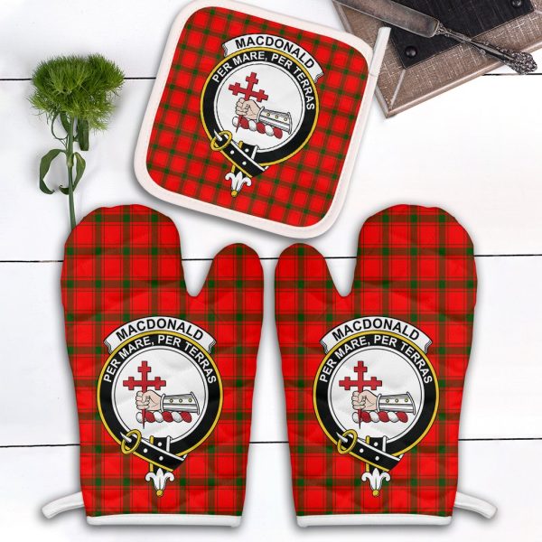 MacDonald Of Sleat Tartan Crest Oven Mitt And Pot Holder (2 Oven Mitts + 1 Pot Holder) on Sale