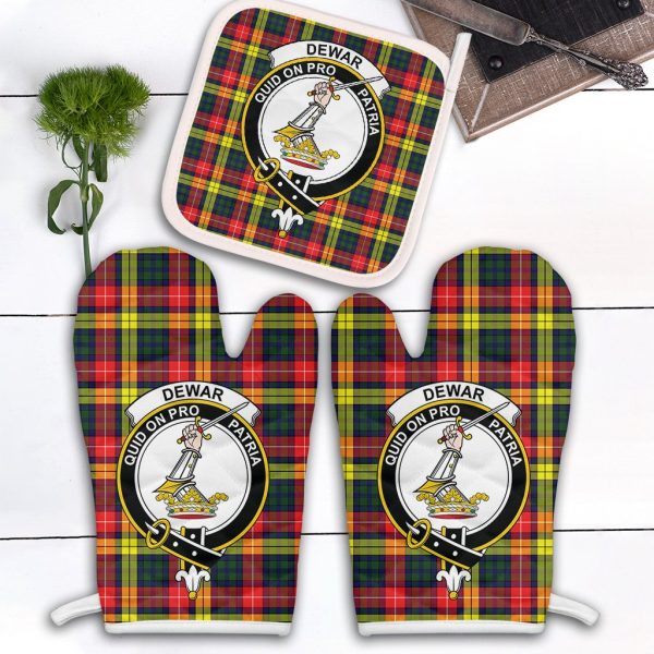 Dewar Tartan Crest Oven Mitt And Pot Holder (2 Oven Mitts + 1 Pot Holder) Online Sale