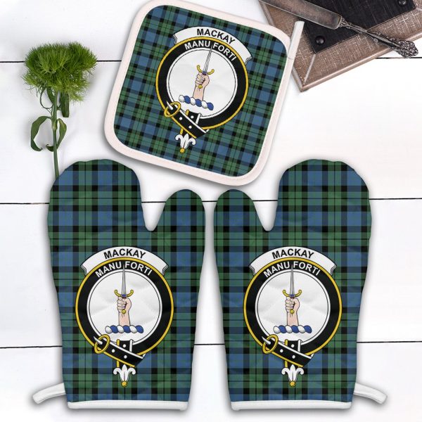 MacKay Ancient Tartan Crest Oven Mitt And Pot Holder (2 Oven Mitts + 1 Pot Holder) Discount