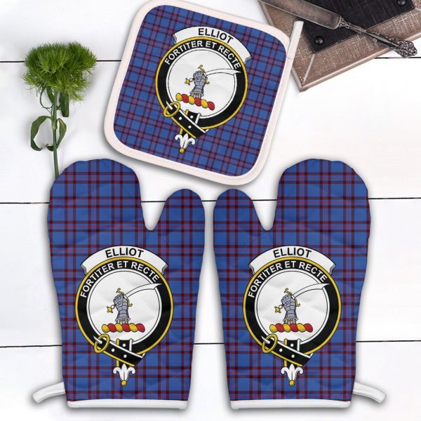 Elliot Modern Tartan Crest Oven Mitt And Pot Holder (2 Oven Mitts + 1 Pot Holder) Fashion