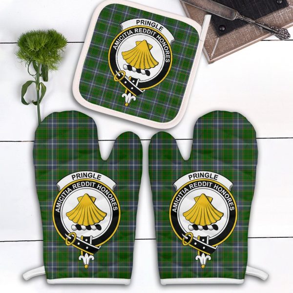 Pringle Tartan Crest Oven Mitt And Pot Holder (2 Oven Mitts + 1 Pot Holder) Cheap