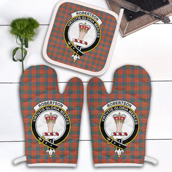 Robertson Ancient Tartan Crest Oven Mitt And Pot Holder (2 Oven Mitts + 1 Pot Holder) Supply