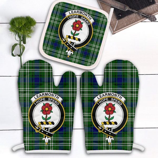 Learmonth Tartan Crest Oven Mitt And Pot Holder (2 Oven Mitts + 1 Pot Holder) Online Sale