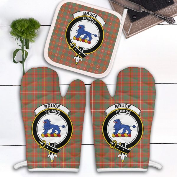 Bruce Ancient Tartan Crest Oven Mitt And Pot Holder (2 Oven Mitts + 1 Pot Holder) Discount
