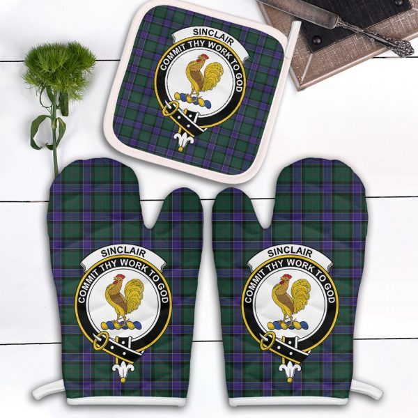 Sinclair Hunting Modern Tartan Crest Oven Mitt And Pot Holder (2 Oven Mitts + 1 Pot Holder) on Sale