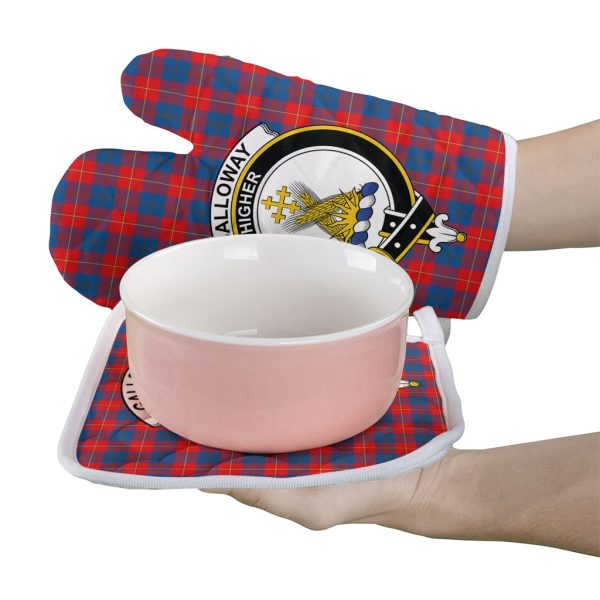 Galloway Red Tartan Crest Oven Mitt And Pot Holder (2 Oven Mitts + 1 Pot Holder) Online now - Image 2
