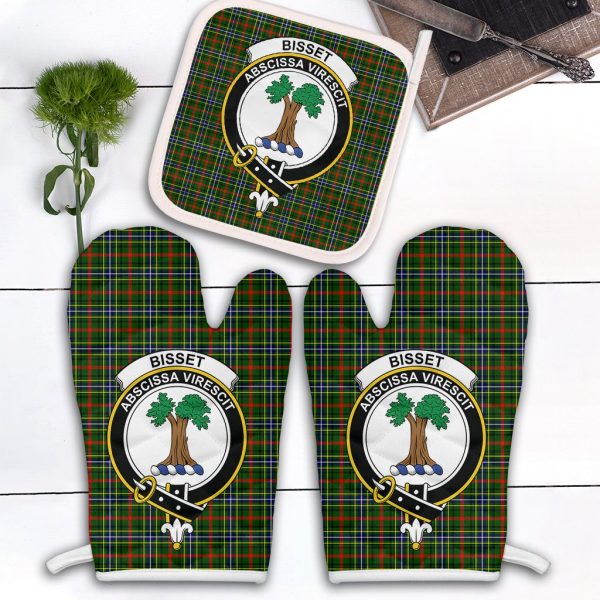 Bisset Tartan Crest Oven Mitt And Pot Holder (2 Oven Mitts + 1 Pot Holder) Online now