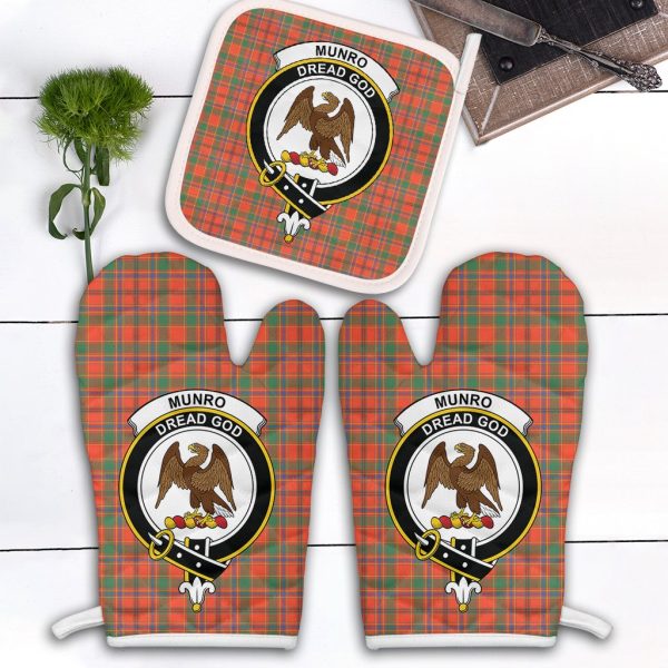 Munro Ancient Tartan Crest Oven Mitt And Pot Holder (2 Oven Mitts + 1 Pot Holder) Online Hot Sale
