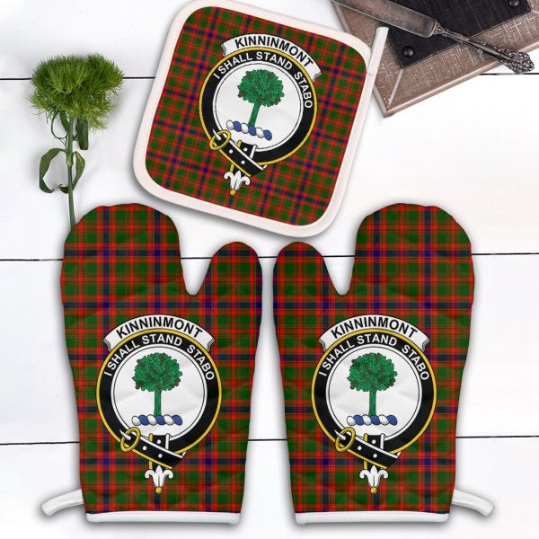 Kinninmont Tartan Crest Oven Mitt And Pot Holder (2 Oven Mitts + 1 Pot Holder) Fashion
