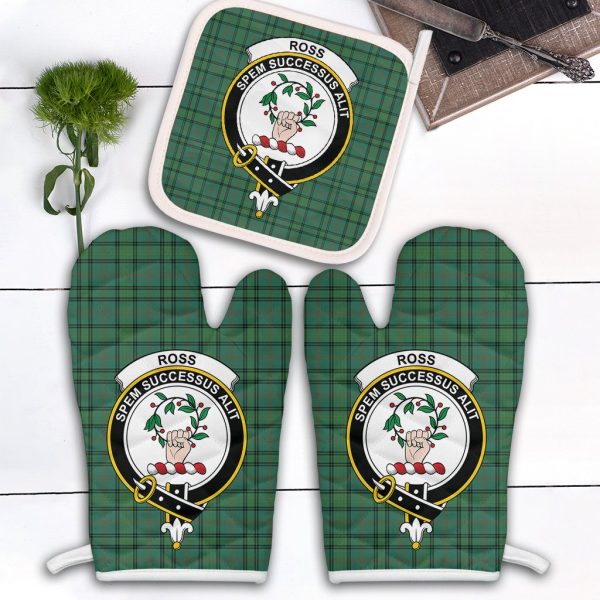 Ross Hunting Ancient Tartan Crest Oven Mitt And Pot Holder (2 Oven Mitts + 1 Pot Holder) Fashion