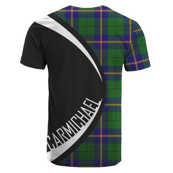 Carmichael Modern Tartan Crest T-shirt - Circle Style For Sale - Image 2