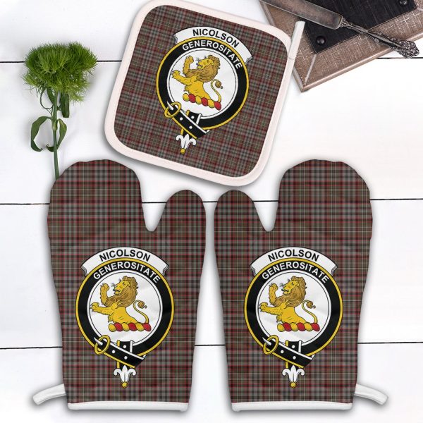 Nicolson Hunting Weathered Tartan Crest Oven Mitt And Pot Holder (2 Oven Mitts + 1 Pot Holder) Discount