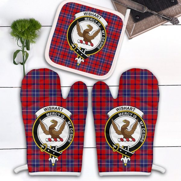 Wishart Dress Tartan Crest Oven Mitt And Pot Holder (2 Oven Mitts + 1 Pot Holder) Fashion