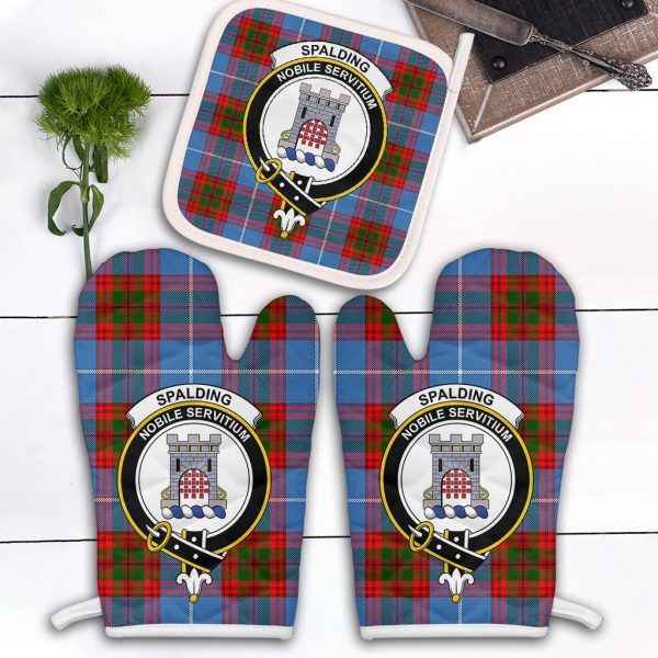 Spalding Tartan Crest Oven Mitt And Pot Holder (2 Oven Mitts + 1 Pot Holder) Online Sale