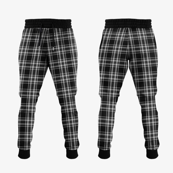 Stewart Black And White Tartan Crest Jogger Sweatpants For Sale - Image 2