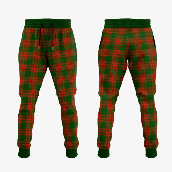 Menzies Green Modern Tartan Crest Jogger Sweatpants For Sale - Image 2