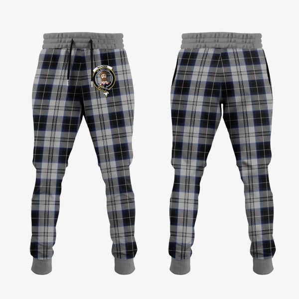Menzies Black Dress Tartan Crest Jogger Sweatpants For Sale