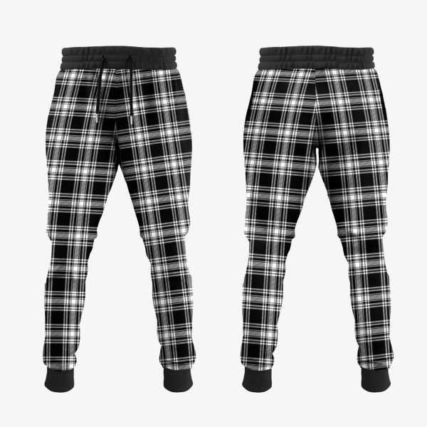 Menzies Black And White Tartan Crest Jogger Sweatpants Hot on Sale - Image 2
