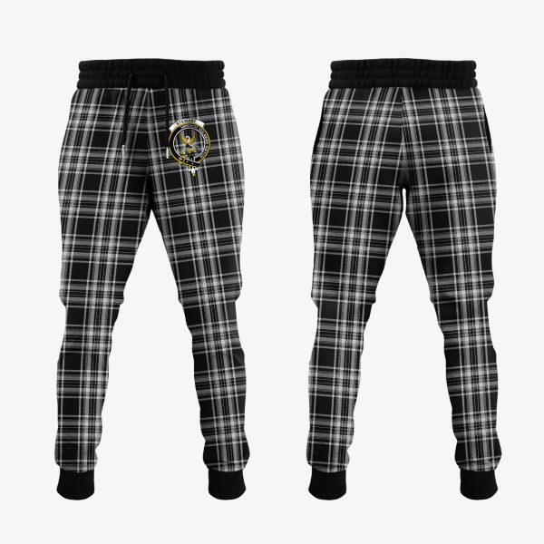 Stewart Black And White Tartan Crest Jogger Sweatpants For Sale