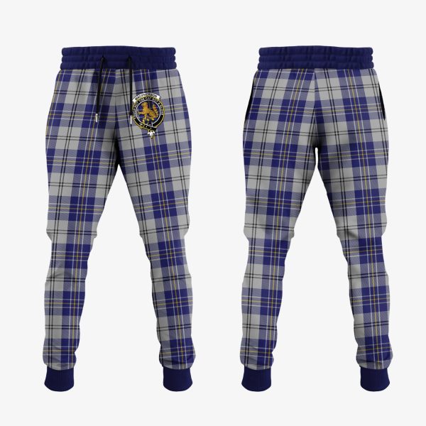 MacPherson Dress Blue Tartan Crest Jogger Sweatpants For Discount