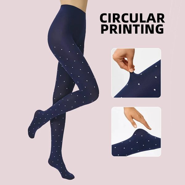 Winter Velvet Pantyhose Dot Tights with Large Elastic Fit Candy Colors For Discount - Image 5