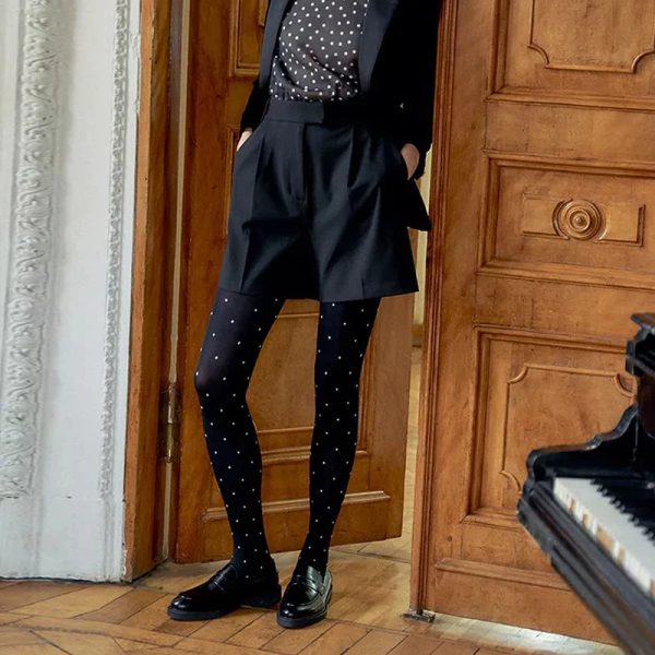 Winter Velvet Pantyhose Dot Tights with Large Elastic Fit Candy Colors For Discount - Image 2