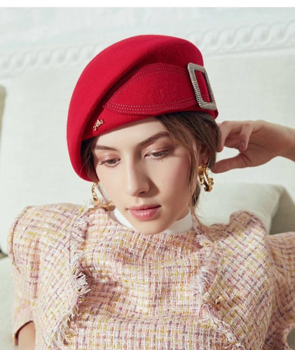 Vintage Wool Felt Cloche Hat Wide Brim Bowler Fedora with Bow Cap Online - Image 3