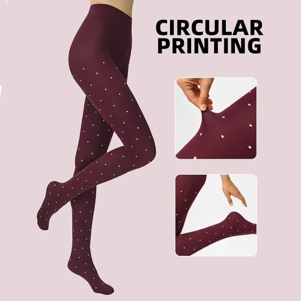 Winter Velvet Pantyhose Dot Tights with Large Elastic Fit Candy Colors For Discount - Image 4